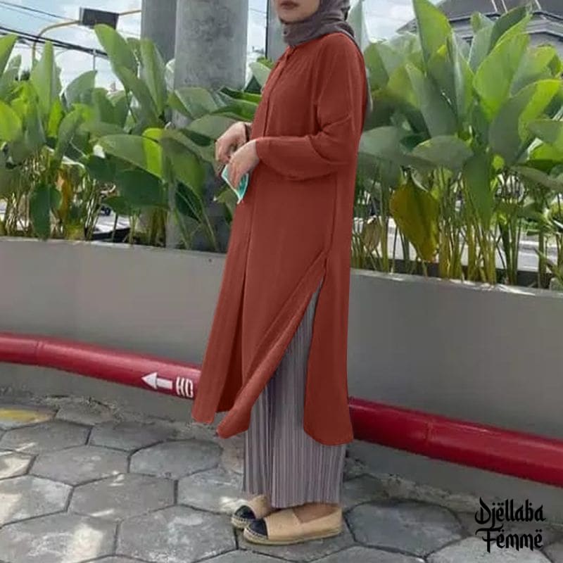Abaya court femme rouille