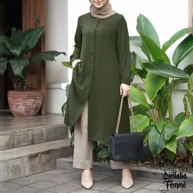 Abaya court femme vert