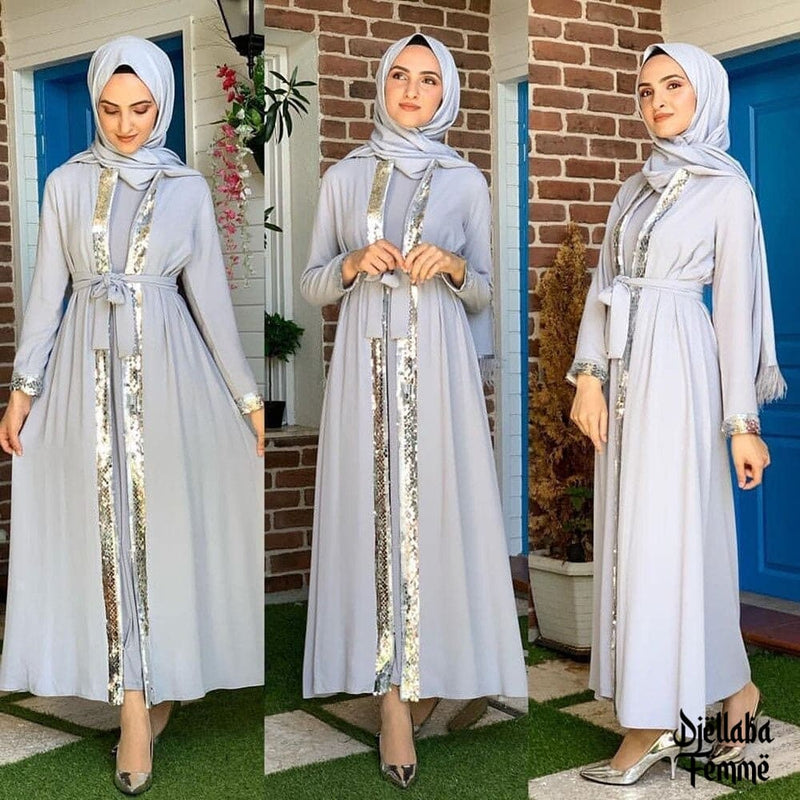 Abaya femme chic gris