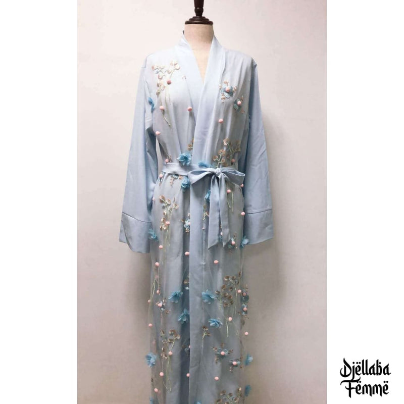 Abaya kimono femme bleu
