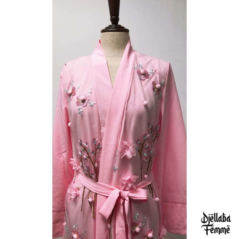 Abaya kimono femme rose