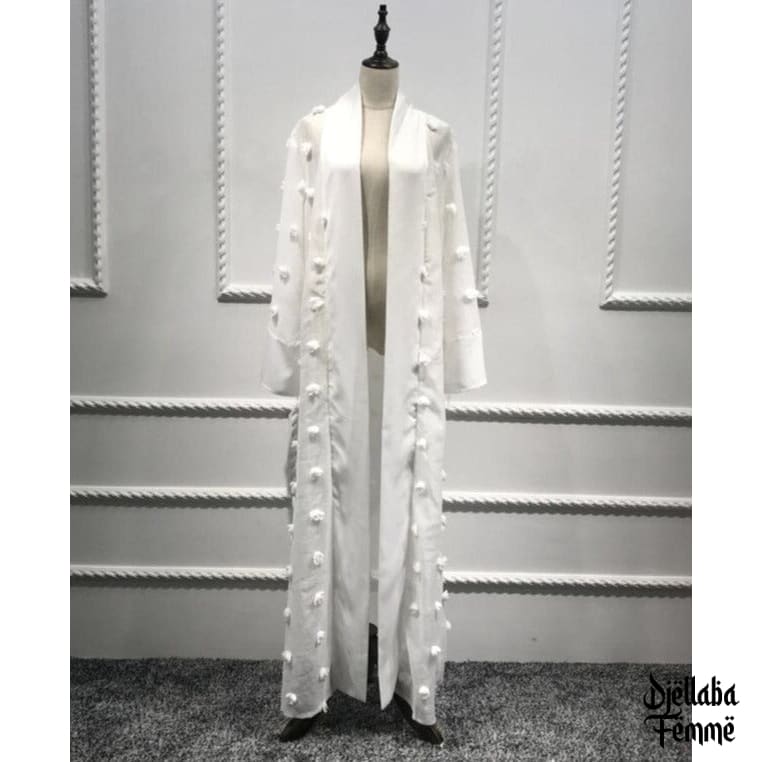 Abaya pompon blanc
