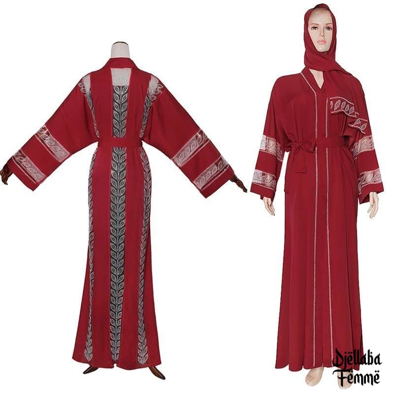 Abaya trois pièces noire ou rouge