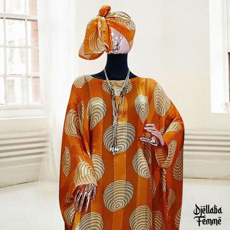 Djellaba africaine orange avec foulard