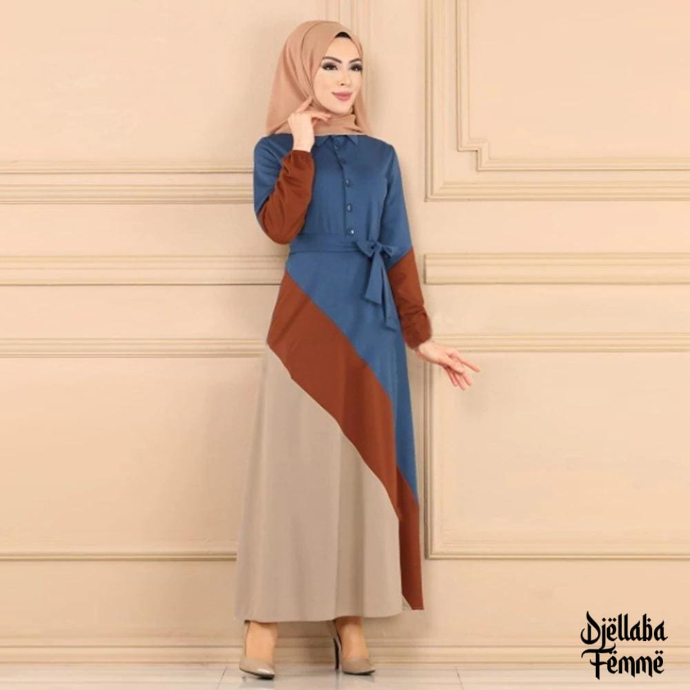 Djellaba courte femme moderne bleue