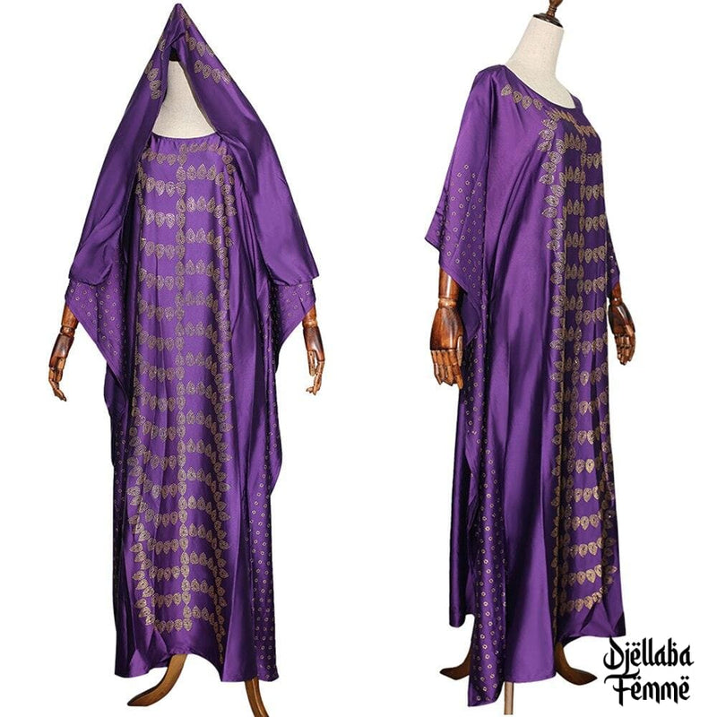 Djellaba Femme africaine violette perlée