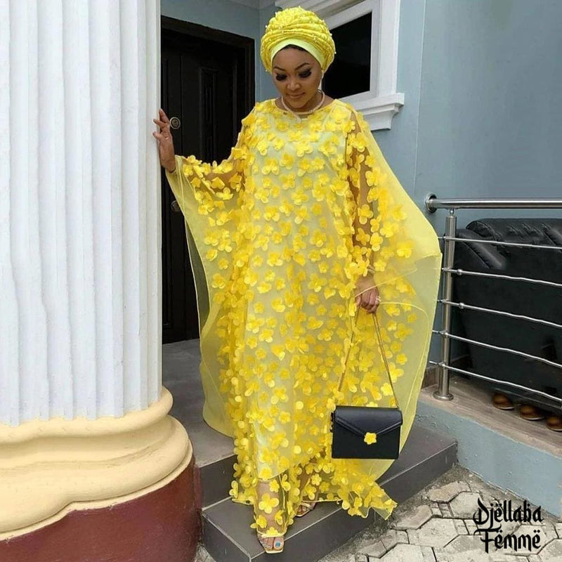 Djellaba Femme Afrika jaune