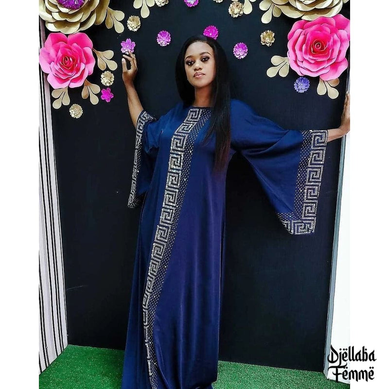 Djellaba femme avec strass bleue