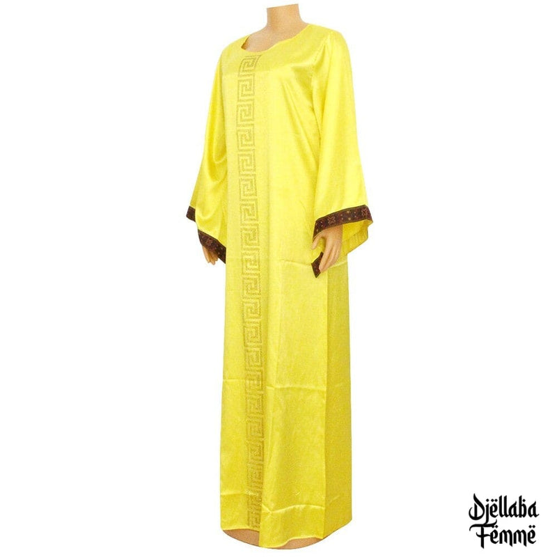 Djellaba femme avec strass jaune