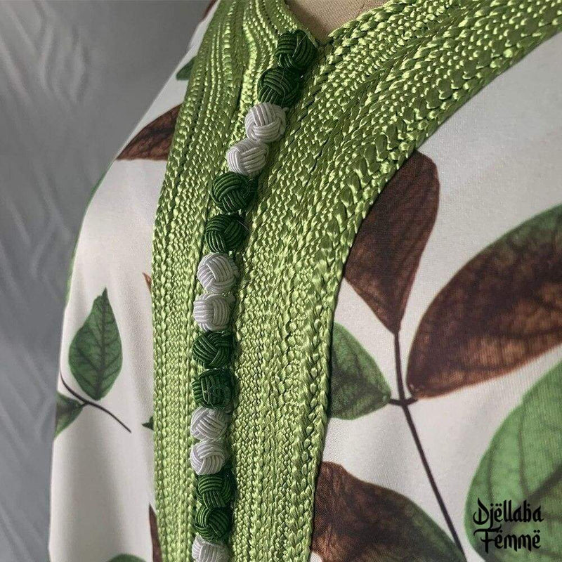 Djellaba Femme blanches à motifs verts
