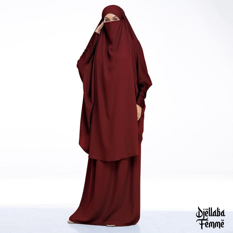 Djellaba femme Dubaï hijab bordeaux