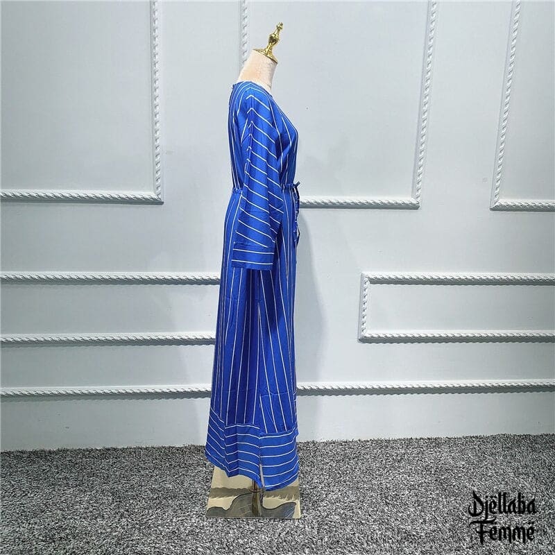 Djellaba femme marocaine à rayure bleue