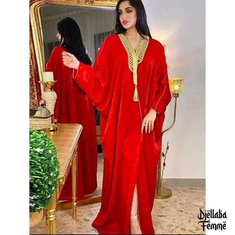 Djellaba Femme Marrakech rouge et or