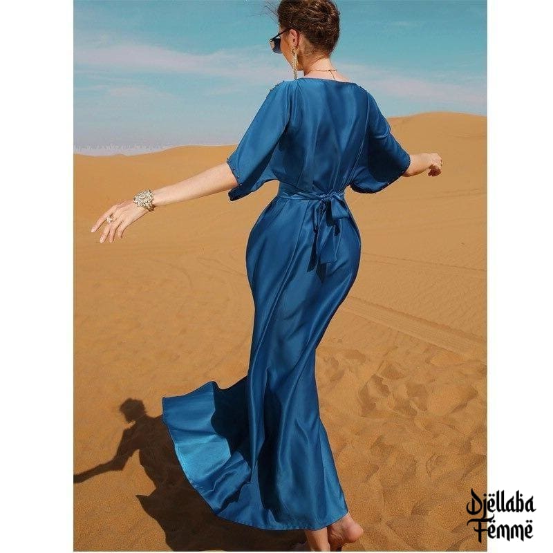 Djellaba Femme moderne bleue festive