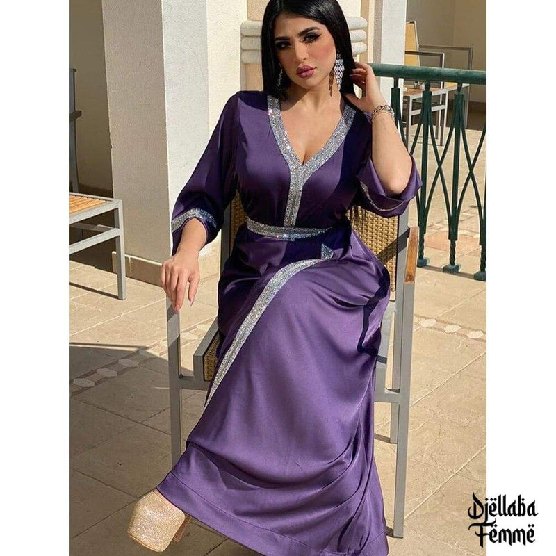 Djellaba Femme moderne violette et argent
