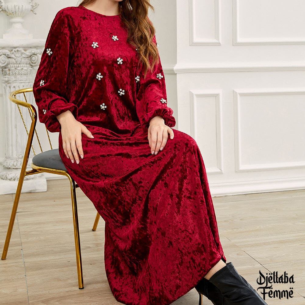 Djellaba femme rouge velours