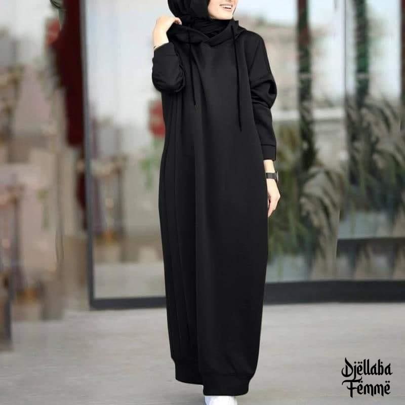 Djellaba sweater noire moderne pour femme