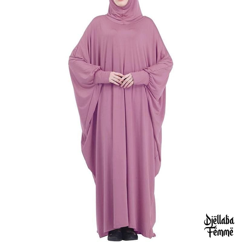 Femme hijab djellaba rose