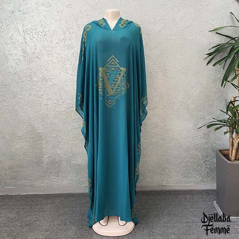 Robe caftan africain turquoise